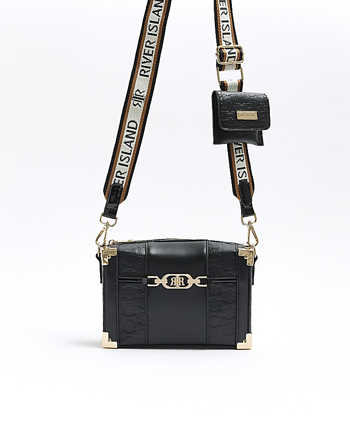 River island black cross clearance body bag