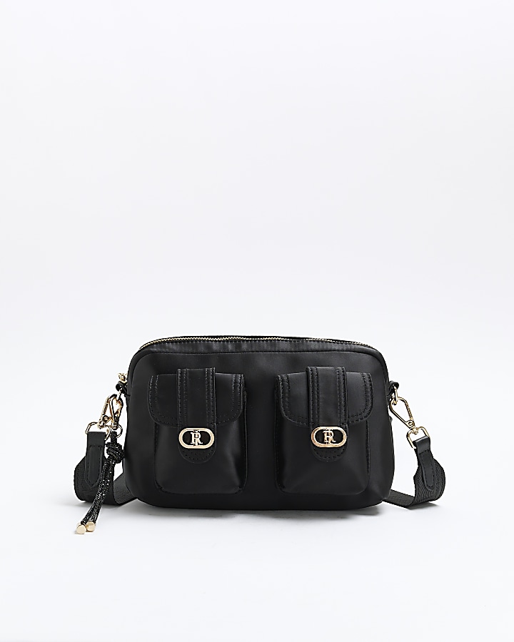 Black utility camera bag | River Island