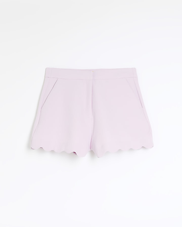 Pink scallop hem shorts