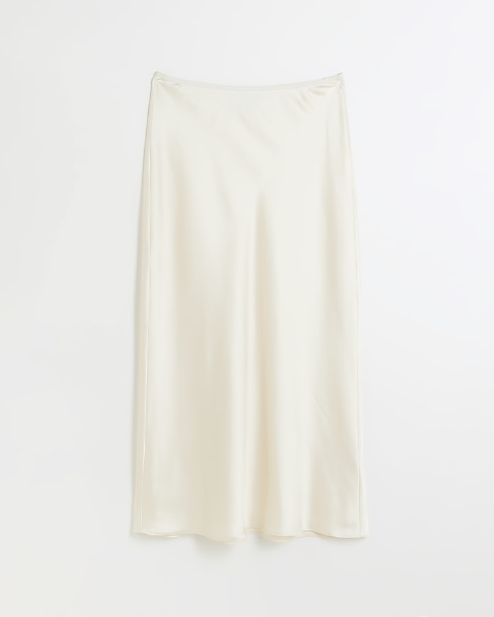 Cream satin maxi skirt