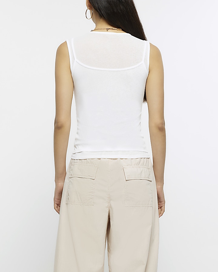 White double layered vest