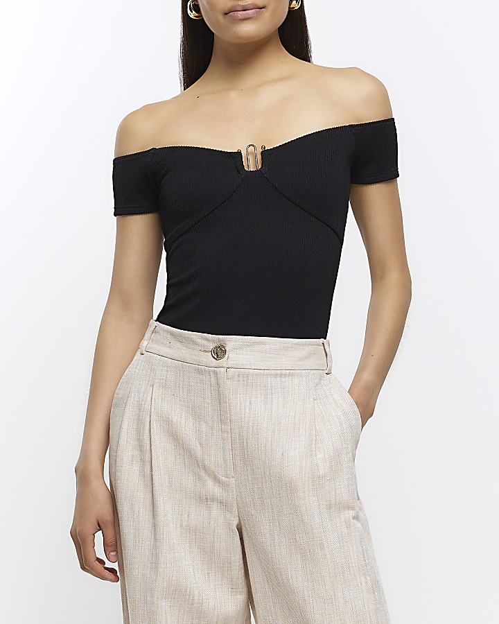 Black bardot top River Island