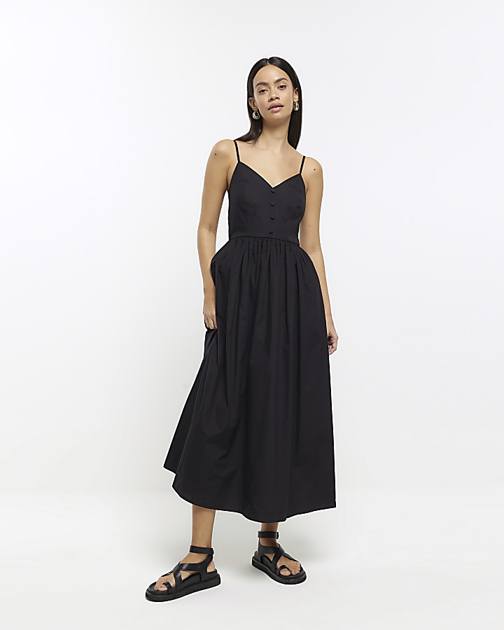 Black midi store dress spaghetti strap