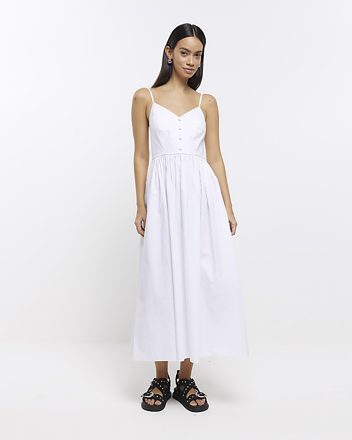 White skater midi dress