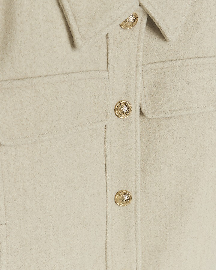 Beige buttoned up crop jacket
