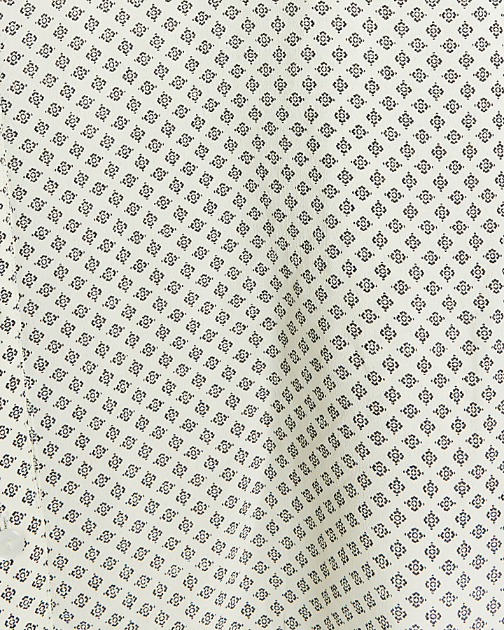 Cream geometric long sleeve shirt