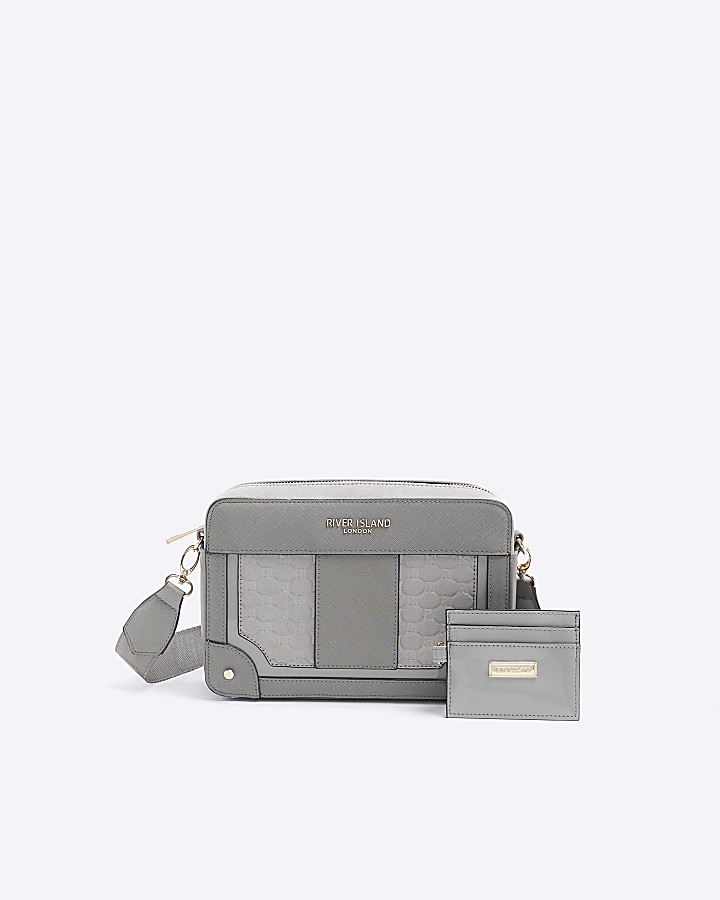 Grey RI monogram boxy cross body bag