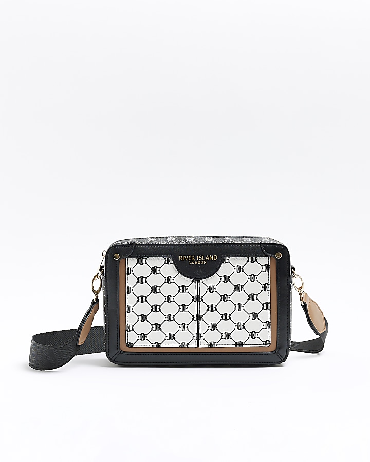 Black RI monogram boxy cross body bag