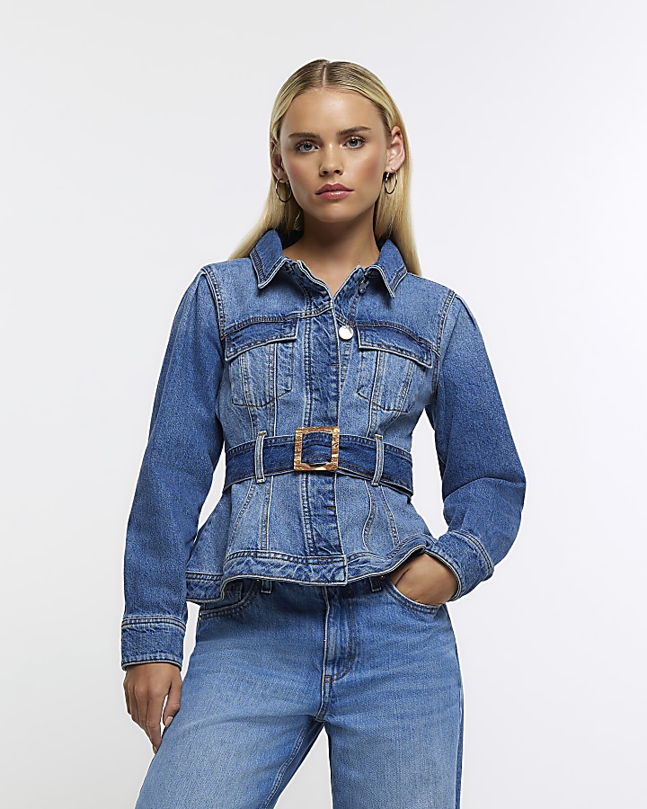 Long belted 2025 jean jacket