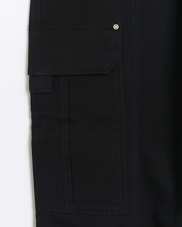 Black zip cuffed cargo trousers