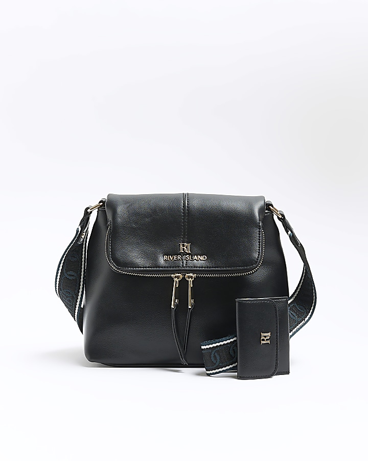 Black foldover crossbody cheap bag