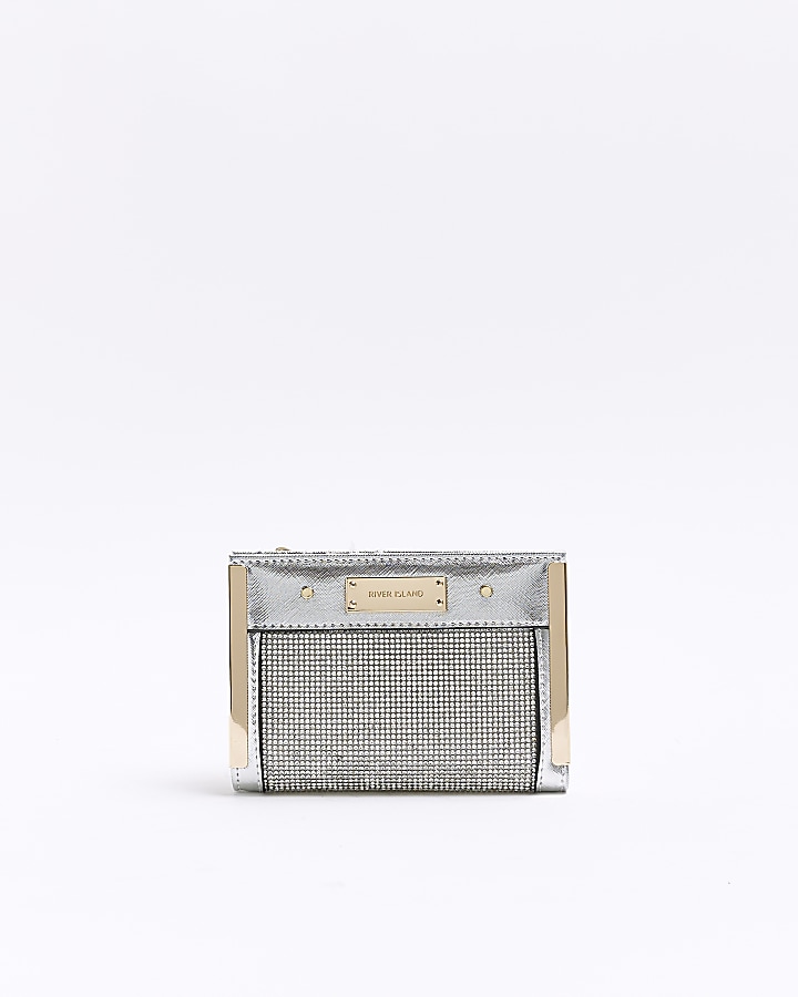 River island silver sale clutch bag