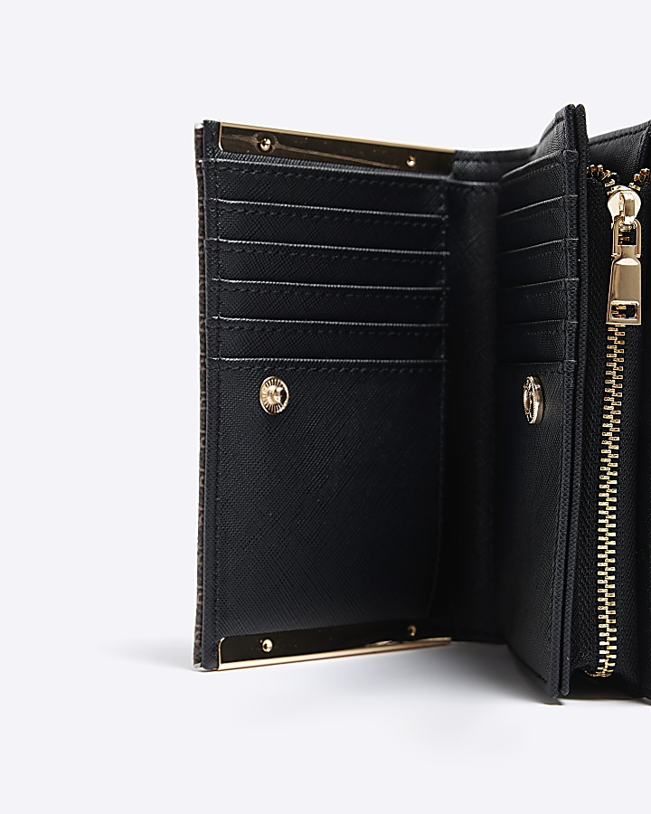 Black contrast panel foldover purse