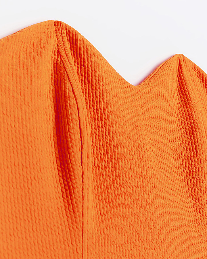 Orange ribbed bandeau top