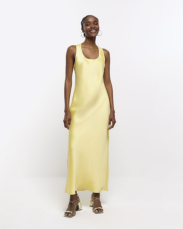 River island midi dress with belt on sale detail in yellow