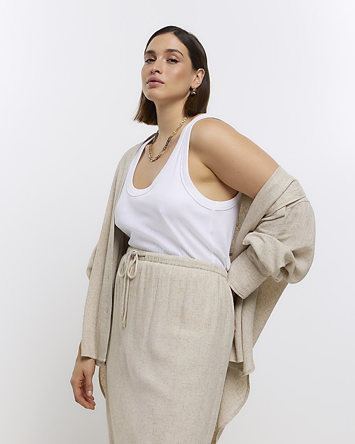 Plus stone skirt with linen
