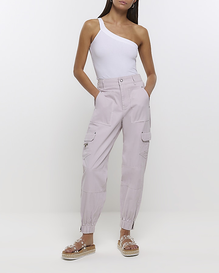 Purple cuffed cargo trousers