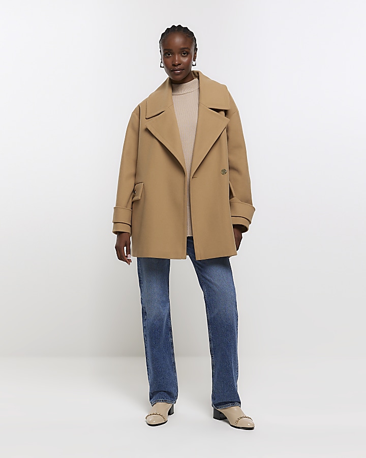 Brown short coat River Island
