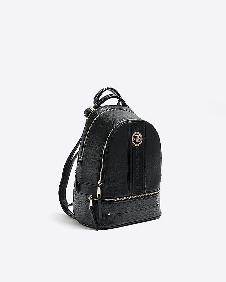 Black webbing backpack River Island