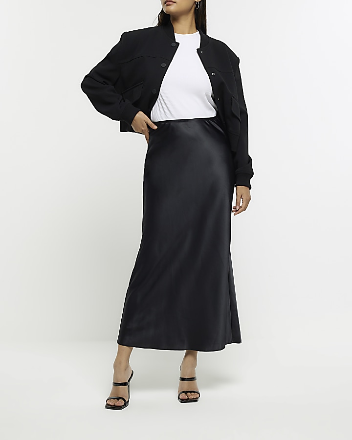 Black satin shop skirt river island