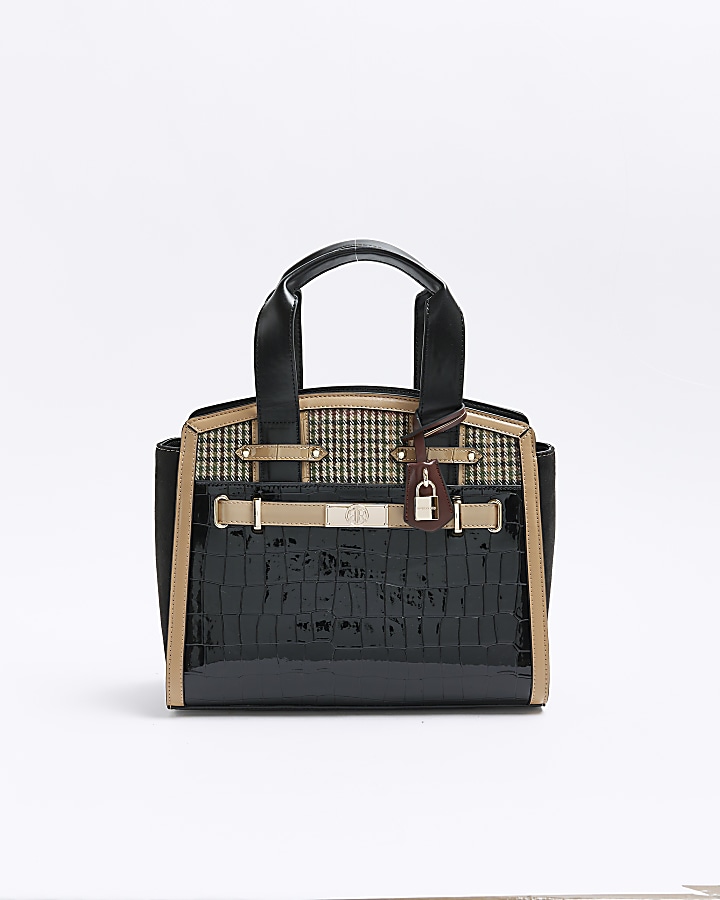 River island black store croc bag