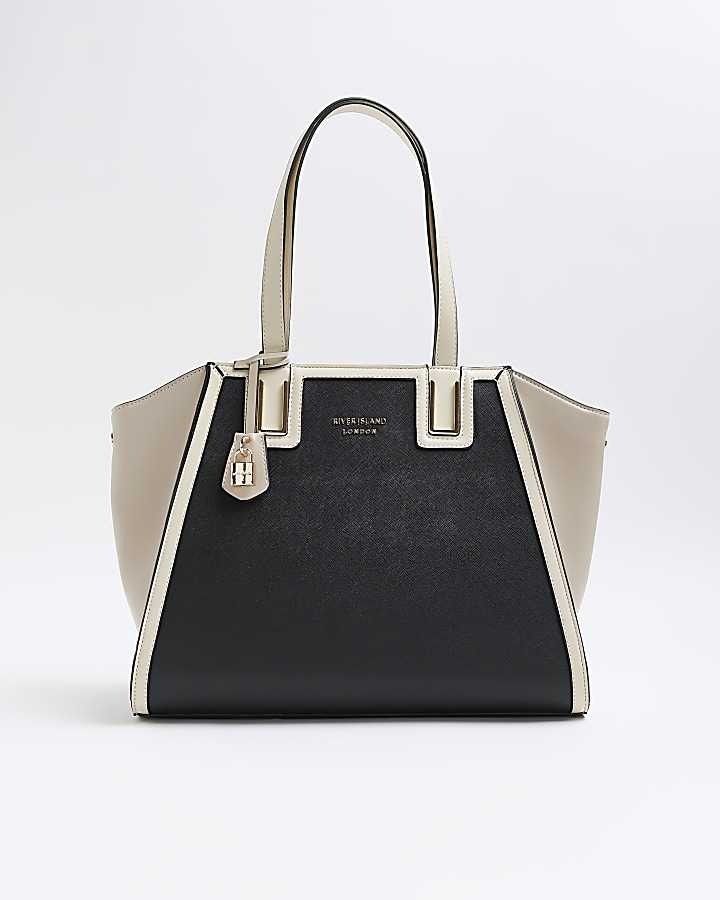 Black charm tote bag | River Island