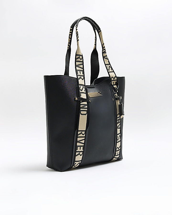 Black RI handle shopper bag | River Island