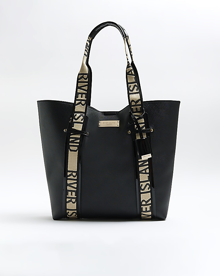 Black RI handle shopper bag | River Island