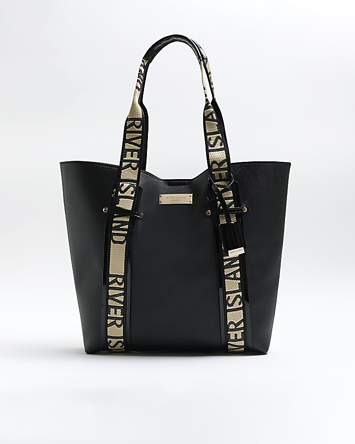 Black RI handle shopper bag