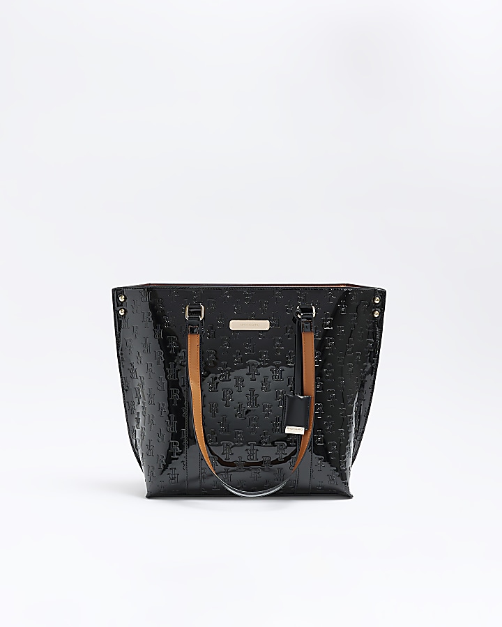 Black RI monogram shopper bag River Island