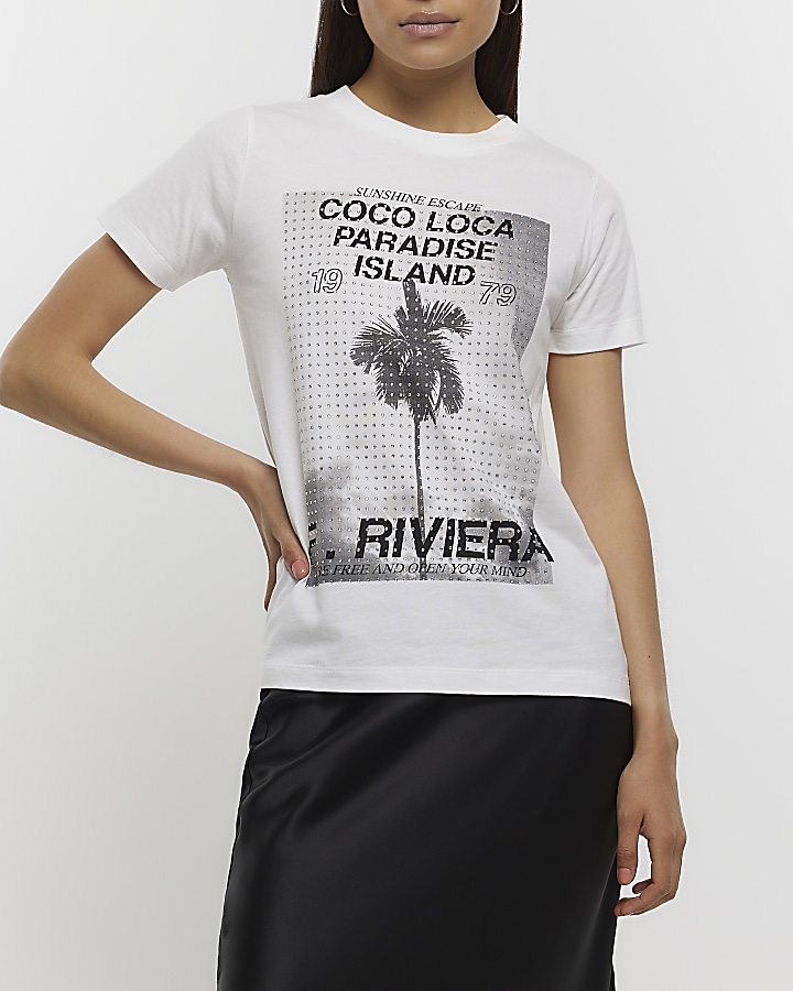 River island hot sale diamante t shirt