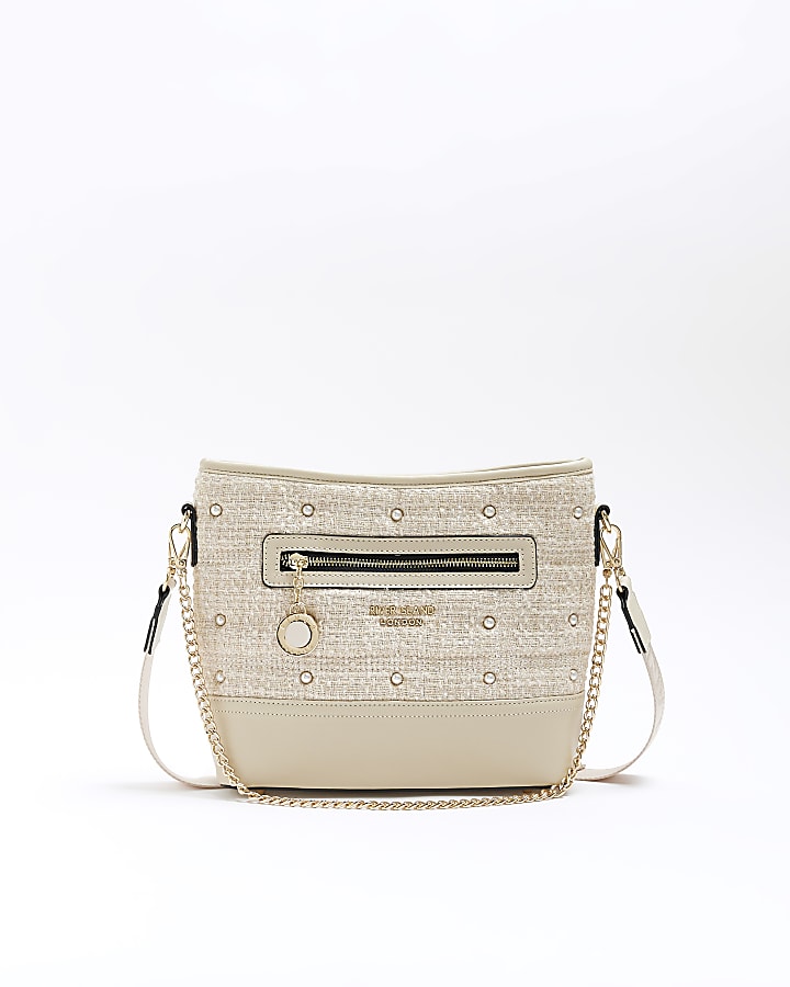 Cream clutch bag river island sale