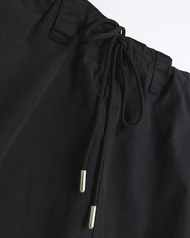 Black low waist parachute maxi skirt