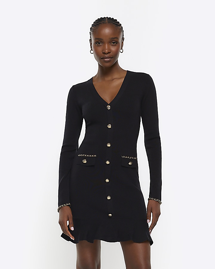 Black dress with buttons down outlet front