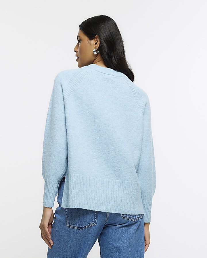 Blue knitted jumper | River Island