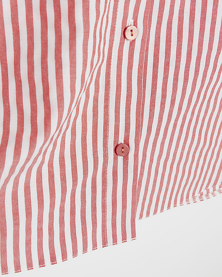 Red poplin stripe shirt | River Island