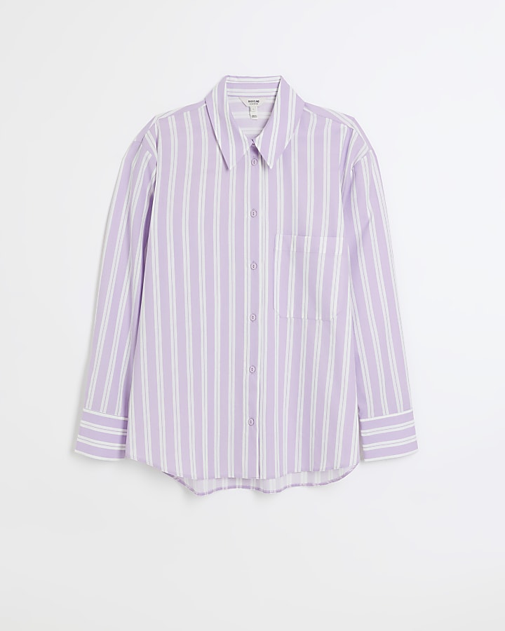 Purple poplin stripe oversized shirt