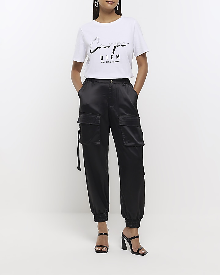 Black best sale cuffed trousers