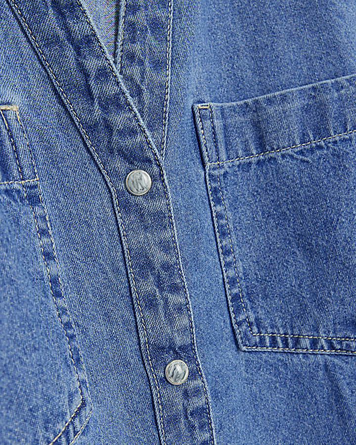 Blue denim long sleeve shirt River Island