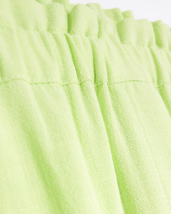 Lime green wide leg trousers with linen
