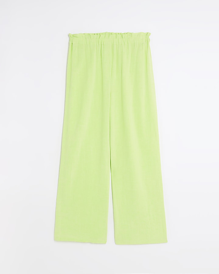 Lime green wide leg trousers with linen | River Island