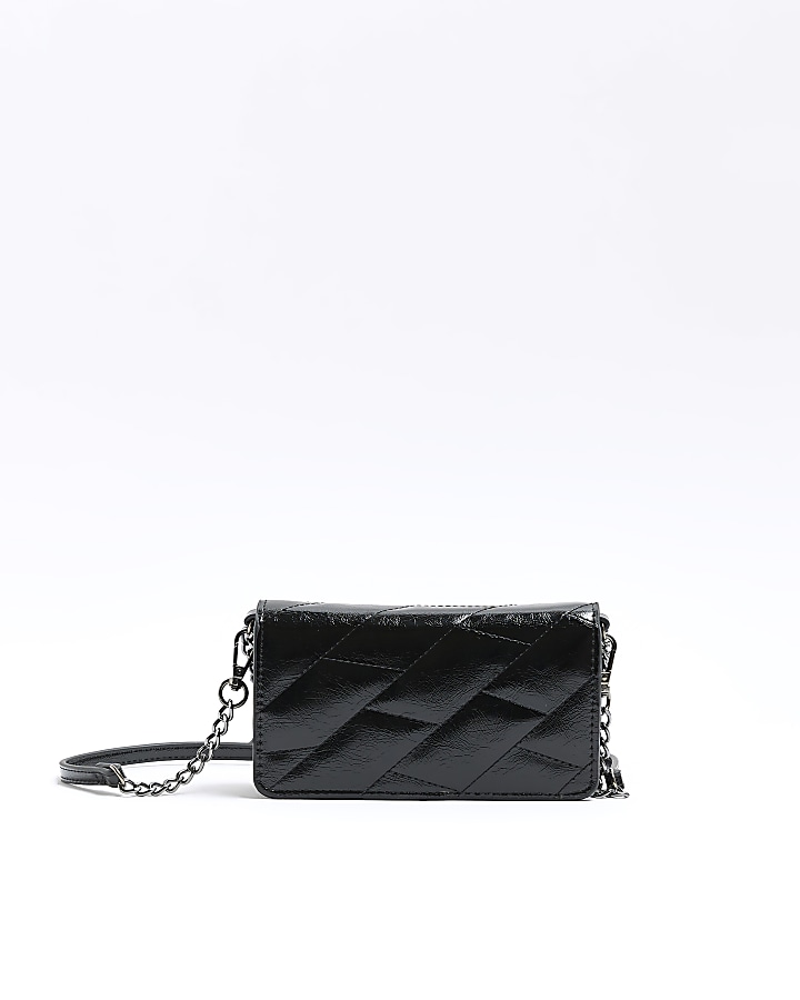 Black quilted chain cross body bag