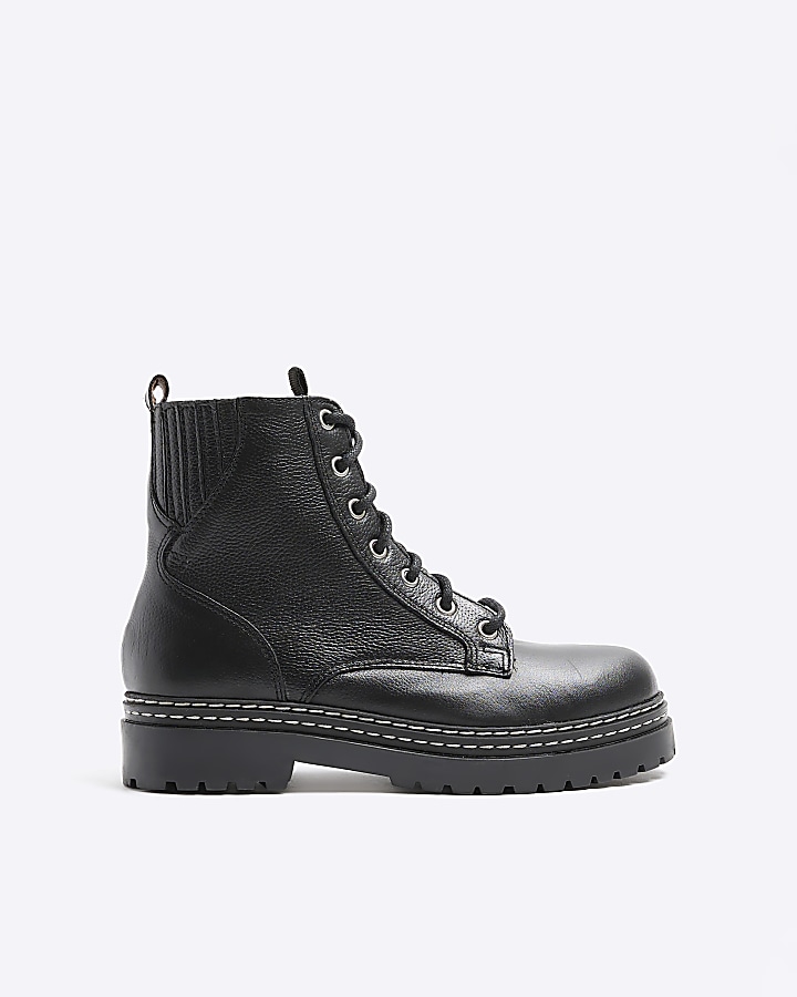 Black and white outlet lace up boots