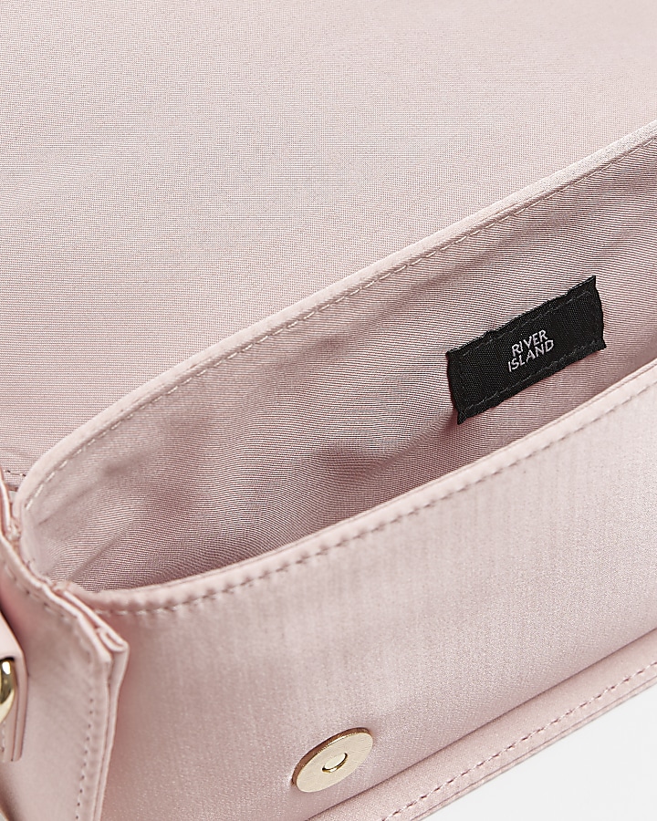 Pink satin utility shoulder bag