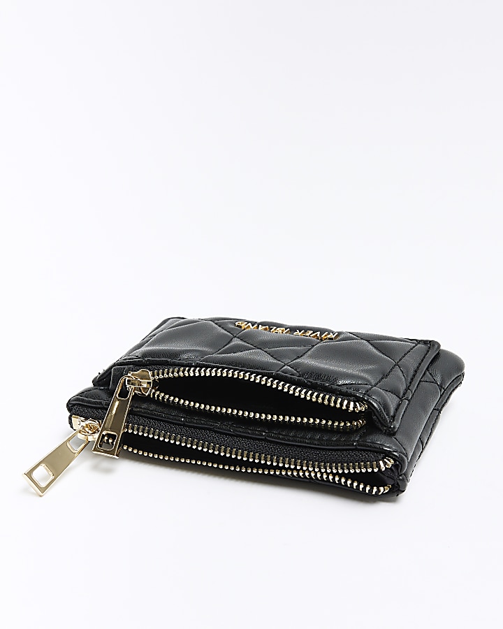 Black quilted zip pouch