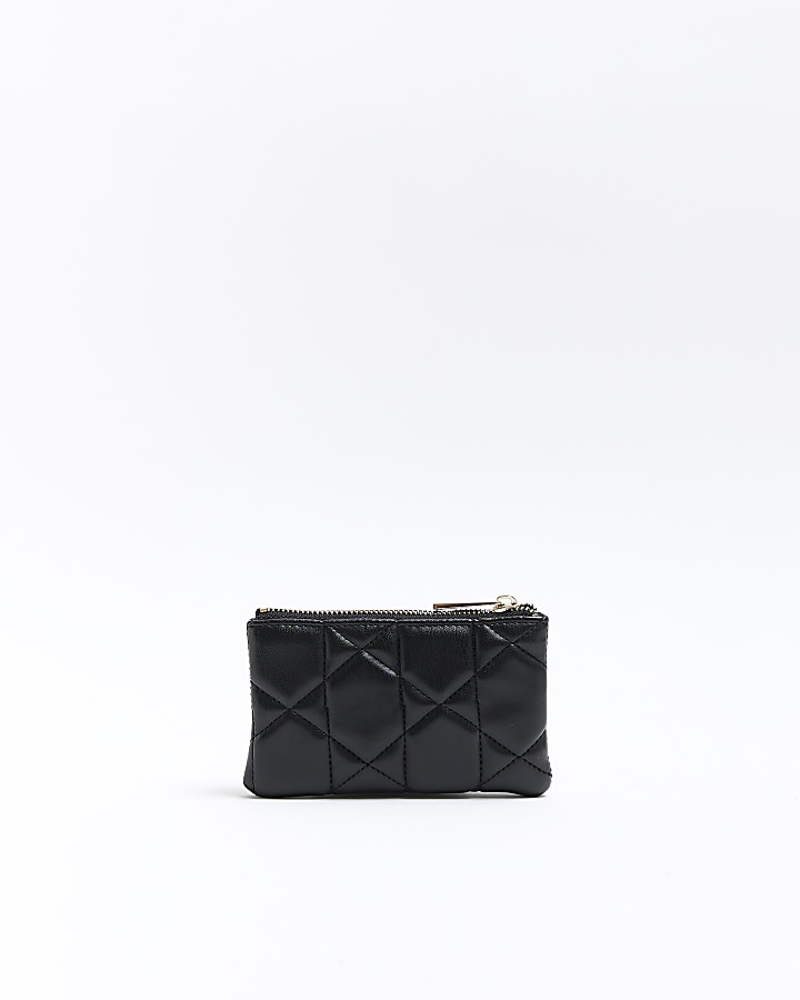 Black quilted zip pouch