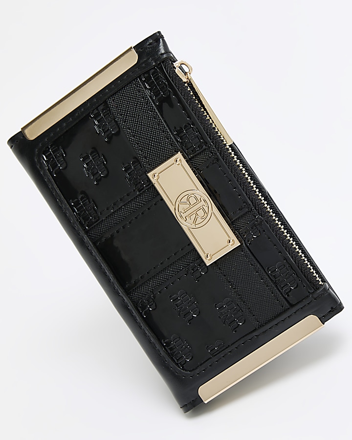 Black embossed RI card holder River Island