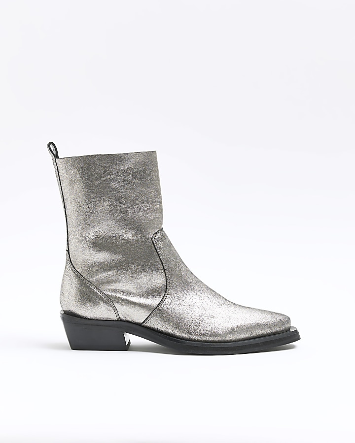 Metallic sales leather boots