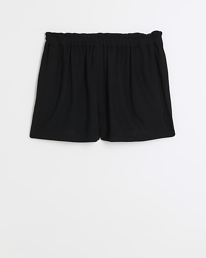 Plus black shorts with linen
