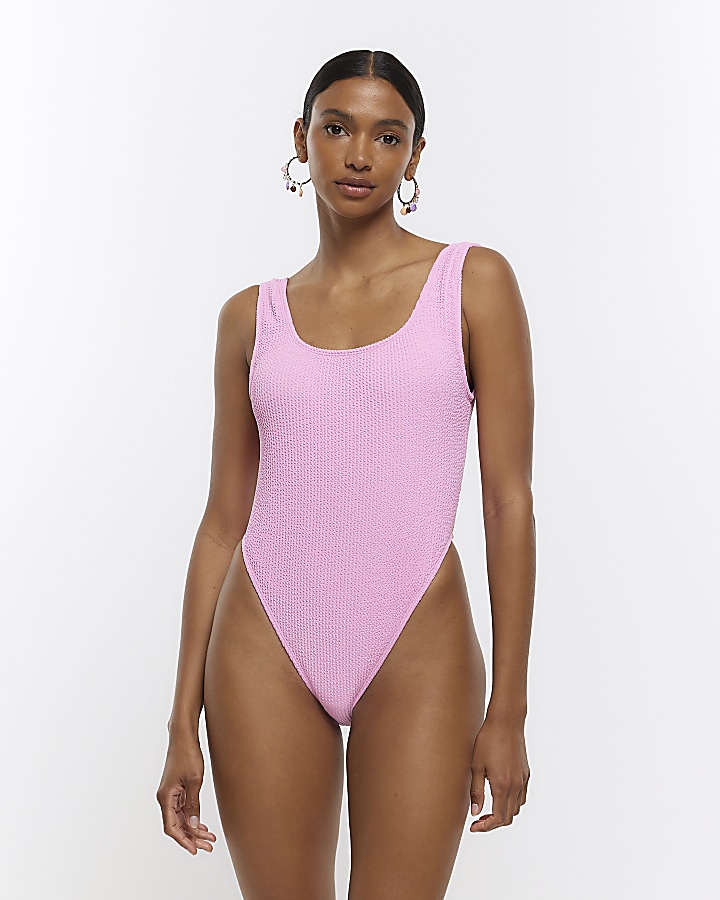 In It to Swim It Dusty Pink Ribbed Cap Sleeve One-Piece Swimsuit